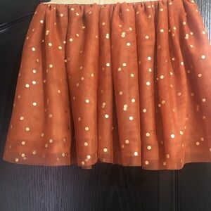 H&M Rust Orange Tulle Skirt with Gold Polka Dots